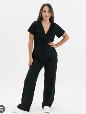 Smash + Tess Purple Twist-Front Wide-Leg Jumpsuit